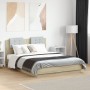 Estructura de cama cabecero y luces LED roble Sonoma 135x190 cm de vidaXL, Camas y somieres - Ref: Foro24-3210047, Precio: 18...
