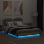 Estructura de cama cabecero y luces LED roble Sonoma 135x190 cm de vidaXL, Camas y somieres - Ref: Foro24-3210047, Precio: 18...
