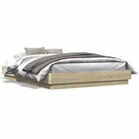 Engineered wood bed frame in Sonoma oak, 160x200 cm. by vidaXL, Beds and slatted bases - Ref: Foro24-3209844, Price: 146,40 €...