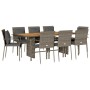 Set comedor jardín 9 pzas y cojines ratán sintético gris de vidaXL, Conjuntos de jardín - Ref: Foro24-3213501, Precio: 748,71...