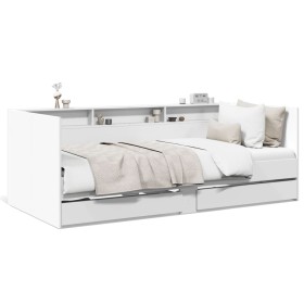 Tumbona con cajones madera de ingeniería blanco 75x190 cm de vidaXL, Camas y somieres - Ref: Foro24-3280860, Precio: 179,18 €...