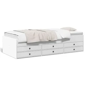 Tumbona con cajones madera de ingeniería blanco 75x190 cm de vidaXL, Camas y somieres - Ref: Foro24-3280888, Precio: 175,05 €...