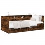Tumbona con cajones madera ingeniería roble ahumado 100x200 cm de vidaXL, Camas y somieres - Ref: Foro24-3280843, Precio: 189...