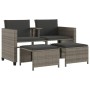 Sofá de jardín 2 plazas con mesa y taburetes ratán PE gris de vidaXL, Conjuntos de jardín - Ref: Foro24-368418, Precio: 239,8...