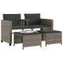 Sofá de jardín 2 plazas con mesa y taburetes ratán PE gris de vidaXL, Conjuntos de jardín - Ref: Foro24-368418, Precio: 239,8...