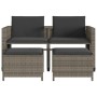 Sofá de jardín 2 plazas con mesa y taburetes ratán PE gris de vidaXL, Conjuntos de jardín - Ref: Foro24-368418, Precio: 239,8...