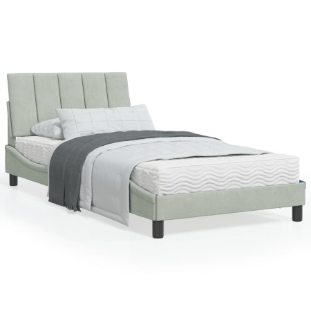 Estructura cama con luces LED terciopelo gris claro 100x200 cm de vidaXL, Camas y somieres - Ref: Foro24-3213763, Precio: 146...