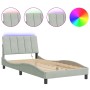 Estructura cama con luces LED terciopelo gris claro 100x200 cm de vidaXL, Camas y somieres - Ref: Foro24-3213763, Precio: 146...