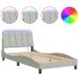 Estructura cama con luces LED terciopelo gris claro 100x200 cm de vidaXL, Camas y somieres - Ref: Foro24-3213763, Precio: 143...