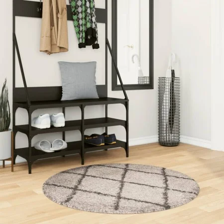 Alfombra de pelo largo moderna beige y antracita Ø 100 cm de vidaXL, Alfombras - Ref: Foro24-375398, Precio: 23,87 €, Descuen...