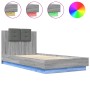 Estructura de cama cabecero luces LED gris Sonoma 90x190 cm de vidaXL, Camas y somieres - Ref: Foro24-3210064, Precio: 167,65...