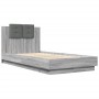 Estructura de cama cabecero luces LED gris Sonoma 90x190 cm de vidaXL, Camas y somieres - Ref: Foro24-3210064, Precio: 167,65...