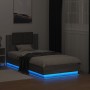 Estructura de cama cabecero luces LED gris Sonoma 90x190 cm de vidaXL, Camas y somieres - Ref: Foro24-3210064, Precio: 167,65...