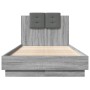 Estructura de cama cabecero luces LED gris Sonoma 90x190 cm de vidaXL, Camas y somieres - Ref: Foro24-3210064, Precio: 167,65...