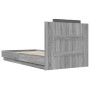 Estructura de cama cabecero luces LED gris Sonoma 90x190 cm de vidaXL, Camas y somieres - Ref: Foro24-3210064, Precio: 167,65...