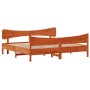 Estructura cama con cabecero madera pino marrón cera 180x200 cm de vidaXL, Camas y somieres - Ref: Foro24-3216374, Precio: 26...