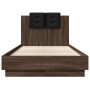 Cama con cabecero madera de ingeniería marrón roble 75x190 cm de vidaXL, Camas y somieres - Ref: Foro24-3209981, Precio: 135,...