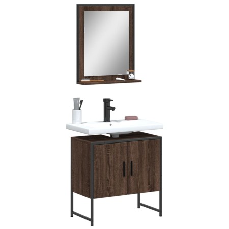 Set de muebles de baño 2 pzas madera de ingeniería marrón roble de vidaXL, Muebles de baño - Ref: Foro24-3214338, Precio: 79,...