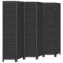 Biombo separador de 6 paneles madera maciza Paulownia negro de vidaXL, Divisores de ambientes - Ref: Foro24-358858, Precio: 1...