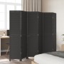 Biombo separador de 6 paneles madera maciza Paulownia negro de vidaXL, Divisores de ambientes - Ref: Foro24-358858, Precio: 1...
