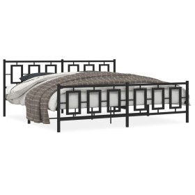 Estructura de cama cabecero y estribo metal negro 193x203 cm de vidaXL, Camas y somieres - Ref: Foro24-374265, Precio: 156,86...