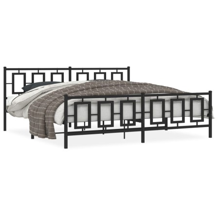 Estructura de cama cabecero y estribo metal negro 193x203 cm de vidaXL, Camas y somieres - Ref: Foro24-374265, Precio: 156,86...