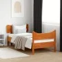 Bed frame with wax brown pine wood headboard 75x190 cm by vidaXL, Beds and slatted bases - Ref: Foro24-3216407, Price: 142,30...