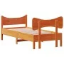 Bed frame with wax brown pine wood headboard 75x190 cm by vidaXL, Beds and slatted bases - Ref: Foro24-3216407, Price: 142,30...