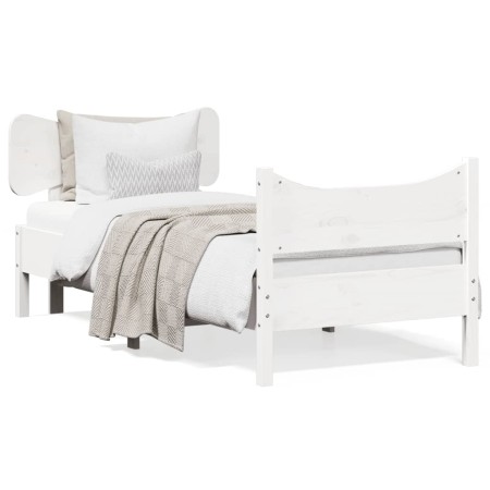Estructura de cama con cabecero madera de pino blanco 100x200cm de vidaXL, Camas y somieres - Ref: Foro24-3216388, Precio: 16...