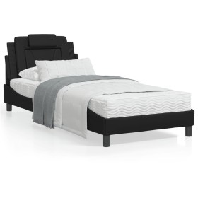 Estructura de cama con cabecero cuero sintético negro 90x200 cm de vidaXL, Camas y somieres - Ref: Foro24-3208068, Precio: 14...