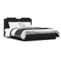 Bed frame with black engineered wood headboard 135x190 cm by vidaXL, Beds and slatted bases - Ref: Foro24-3209955, Price: 176...