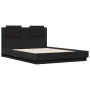 Bed frame with black engineered wood headboard 135x190 cm by vidaXL, Beds and slatted bases - Ref: Foro24-3209955, Price: 176...