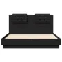 Bed frame with black engineered wood headboard 135x190 cm by vidaXL, Beds and slatted bases - Ref: Foro24-3209955, Price: 176...