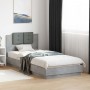 Cama con cabecero madera de ingeniería gris hormigón 100x200 cm de vidaXL, Camas y somieres - Ref: Foro24-3209936, Precio: 15...