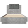 Cama con cabecero madera de ingeniería gris hormigón 100x200 cm de vidaXL, Camas y somieres - Ref: Foro24-3209936, Precio: 15...