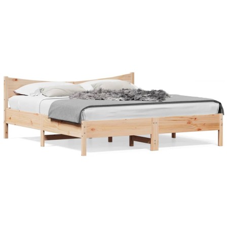 Estructura de cama con cabecero madera maciza de pino 200x200cm de vidaXL, Camas y somieres - Ref: Foro24-3216357, Precio: 19...