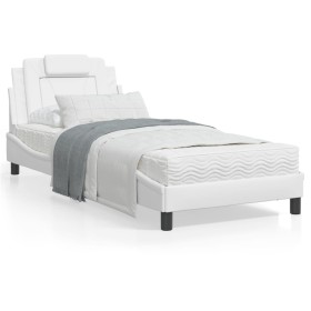 Estructura cama con luces LED cuero sintético blanco 90x200 cm de vidaXL, Camas y somieres - Ref: Foro24-3213995, Precio: 152...