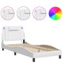Estructura cama con luces LED cuero sintético blanco 90x200 cm de vidaXL, Camas y somieres - Ref: Foro24-3213995, Precio: 152...