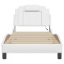 Estructura cama con luces LED cuero sintético blanco 90x200 cm de vidaXL, Camas y somieres - Ref: Foro24-3213995, Precio: 152...