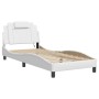 Estructura cama con luces LED cuero sintético blanco 90x200 cm de vidaXL, Camas y somieres - Ref: Foro24-3213995, Precio: 152...