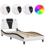 Estructura cama con LED cuero sintético blanco negro 90x200 cm de vidaXL, Camas y somieres - Ref: Foro24-3214000, Precio: 152...