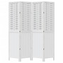 Biombo separador de 4 paneles madera maciza Paulownia blanco de vidaXL, Divisores de ambientes - Ref: Foro24-358722, Precio: ...