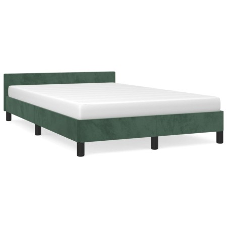 Estructura cama con cabecero terciopelo verde oscuro 120x190 cm de vidaXL, Camas y somieres - Ref: Foro24-379550, Precio: 113...