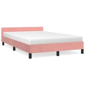 Estructura de cama con cabecero terciopelo rosa 120x190 cm de vidaXL, Camas y somieres - Ref: Foro24-379552, Precio: 120,54 €...