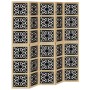 Biombo separador 5 paneles madera maciza Paulownia marrón negro de vidaXL, Divisores de ambientes - Ref: Foro24-358807, Preci...