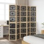 Biombo separador 5 paneles madera maciza Paulownia marrón negro de vidaXL, Divisores de ambientes - Ref: Foro24-358807, Preci...
