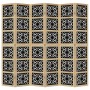Biombo separador 6 paneles madera maciza Paulownia marrón negro de vidaXL, Divisores de ambientes - Ref: Foro24-358811, Preci...