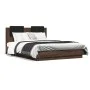 Estructura cama con cabecero luces LED marrón roble 120x190 cm de vidaXL, Camas y somieres - Ref: Foro24-3210058, Precio: 182...