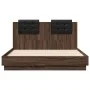 Estructura cama con cabecero luces LED marrón roble 120x190 cm de vidaXL, Camas y somieres - Ref: Foro24-3210058, Precio: 182...