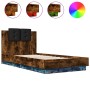 Estructura de cama cabecero luces LED roble ahumado 75x190 cm de vidaXL, Camas y somieres - Ref: Foro24-3210070, Precio: 159,...
